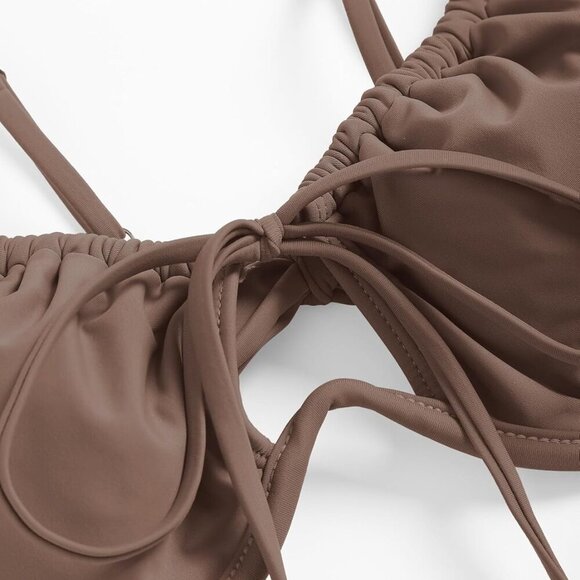 Women High Cut Bikini Sets String Sexy Swimsuit Coffee Large - Picture 7 of 8